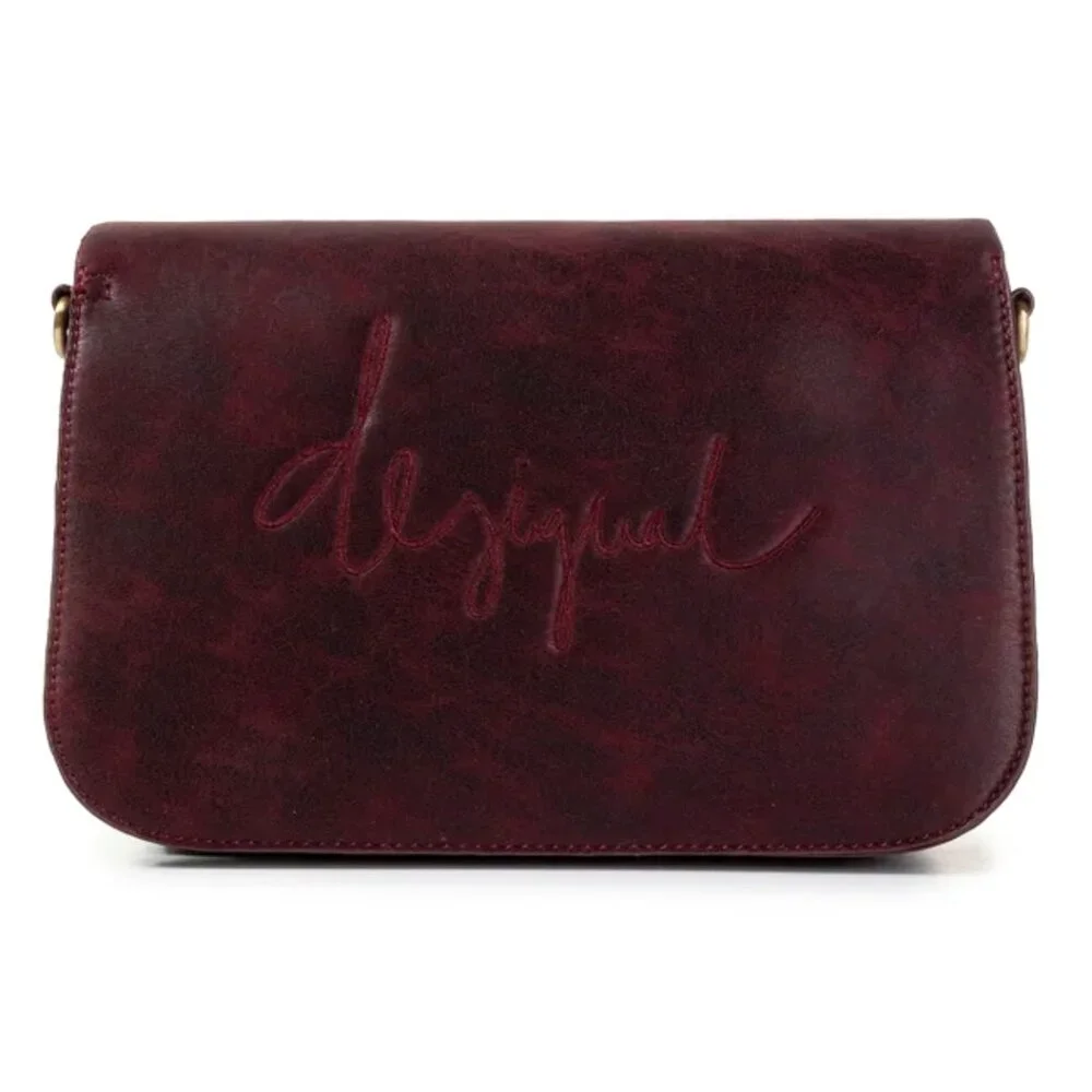 New DESIGUAL Reddish Brown Vegan Leather Shoulder Crossbody Purse Bag‎ Handbag